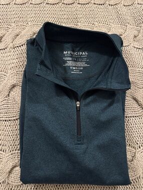 Men's Long Sleeve Quarter-Zip Pullover - Teal